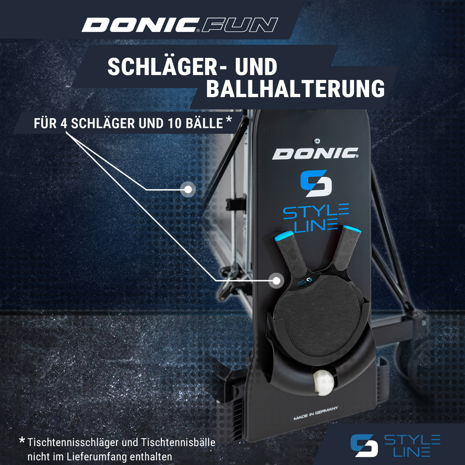 Outdoor-Tischtennisplatte "Style 1000" Schläger- und Ballhalterung