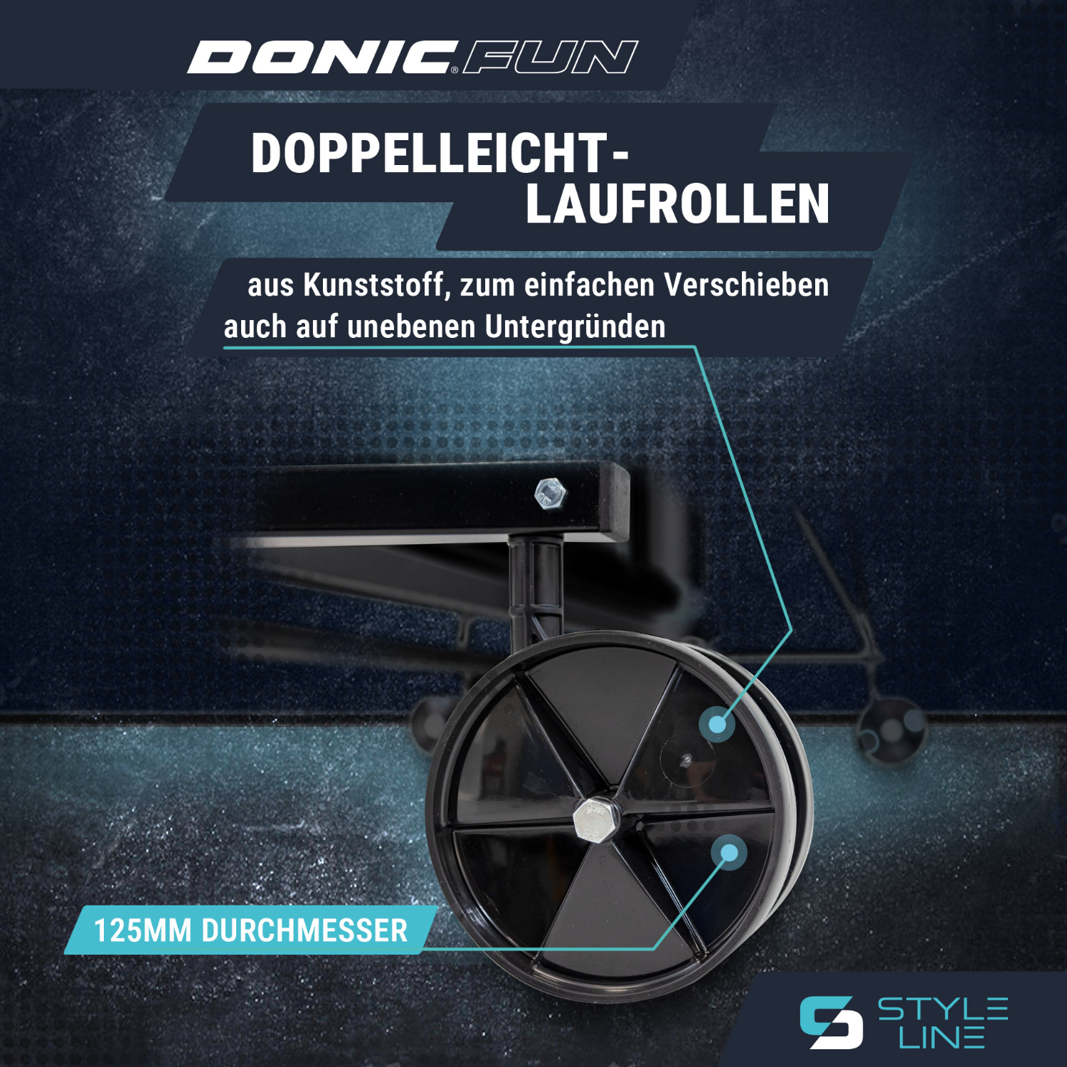 Outdoor-Tischtennisplatte "Style 600" Leichtlaufrollen