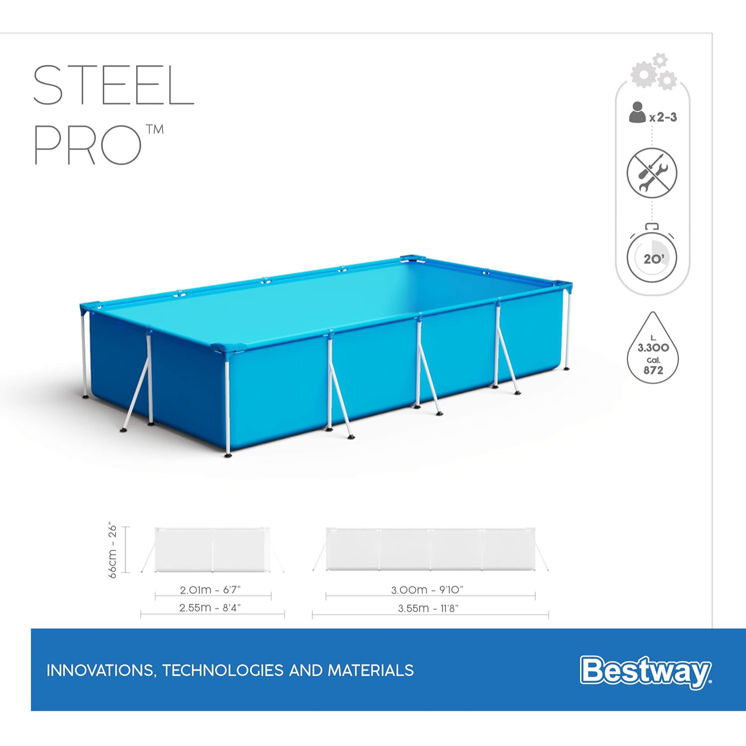 Bestway Aufstellpool Steel Pro Frame Pool - Maße