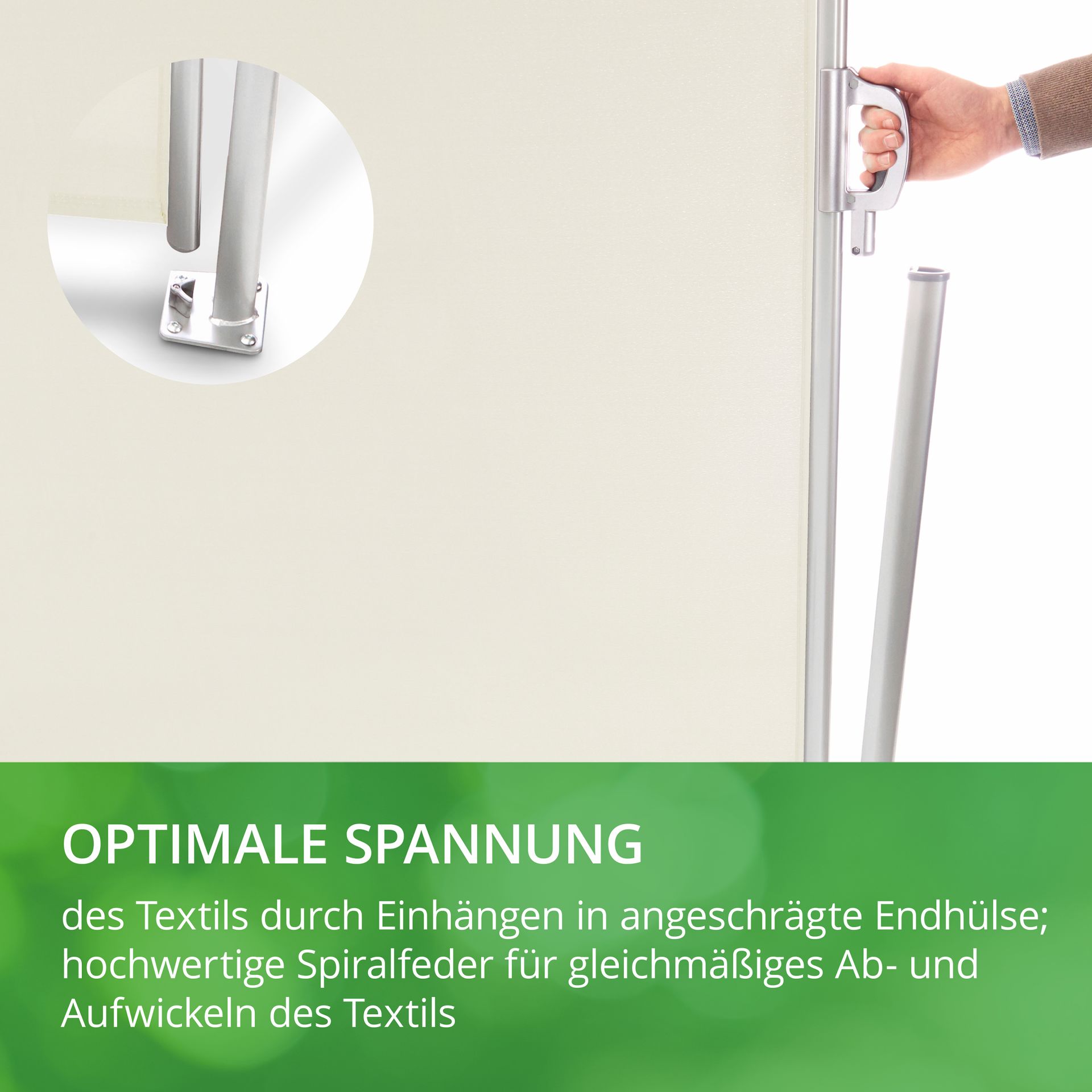 Seitenmarkise natur, optimale Spannung