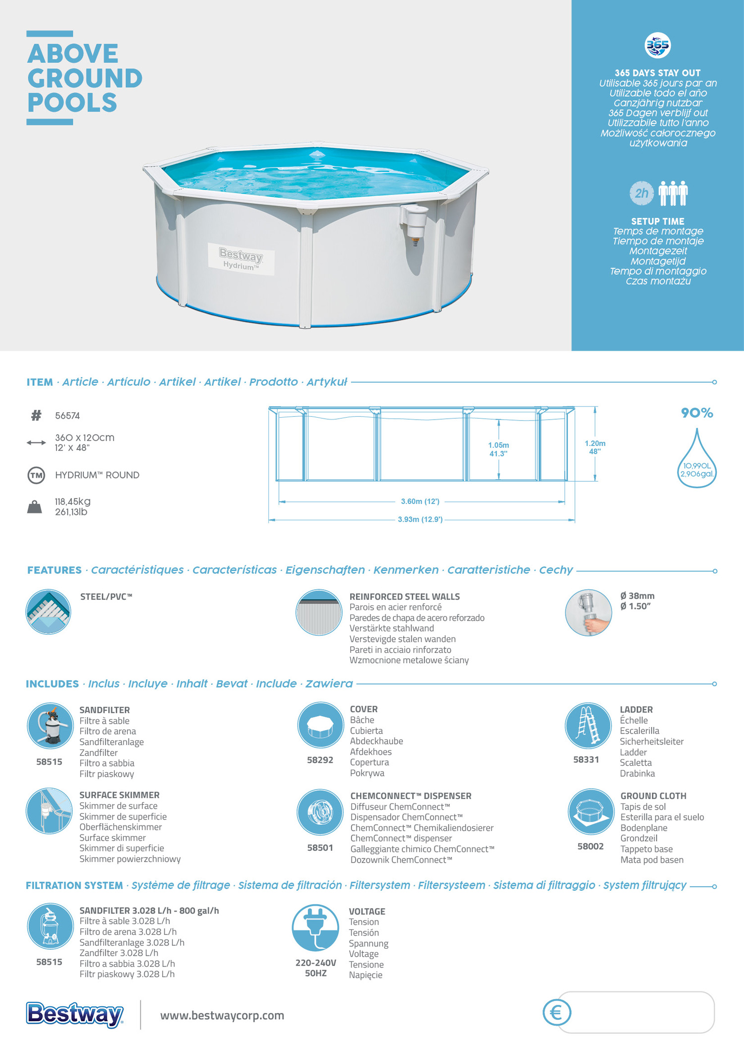 Frame Swimming Pool Set "Hydrium" Eigenschaften