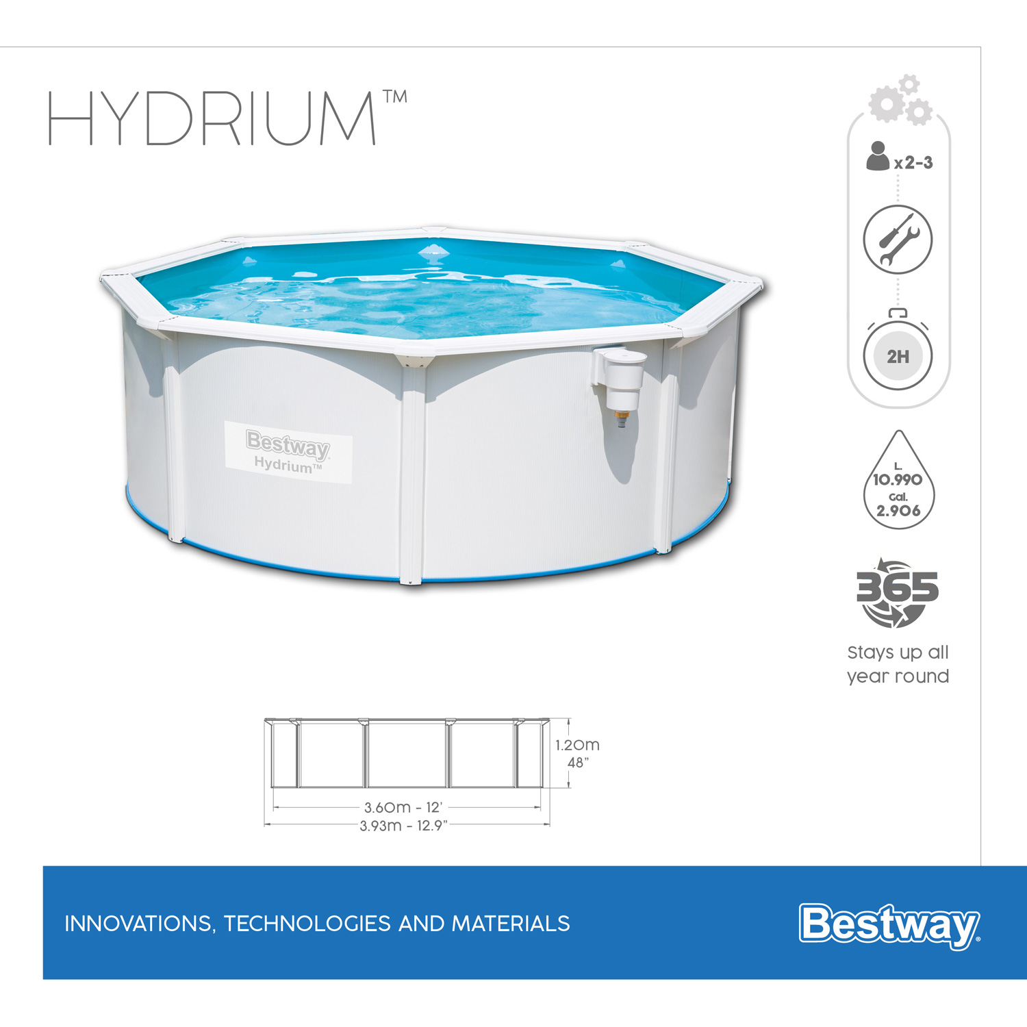 Frame Swimming Pool Set "Hydrium" Material