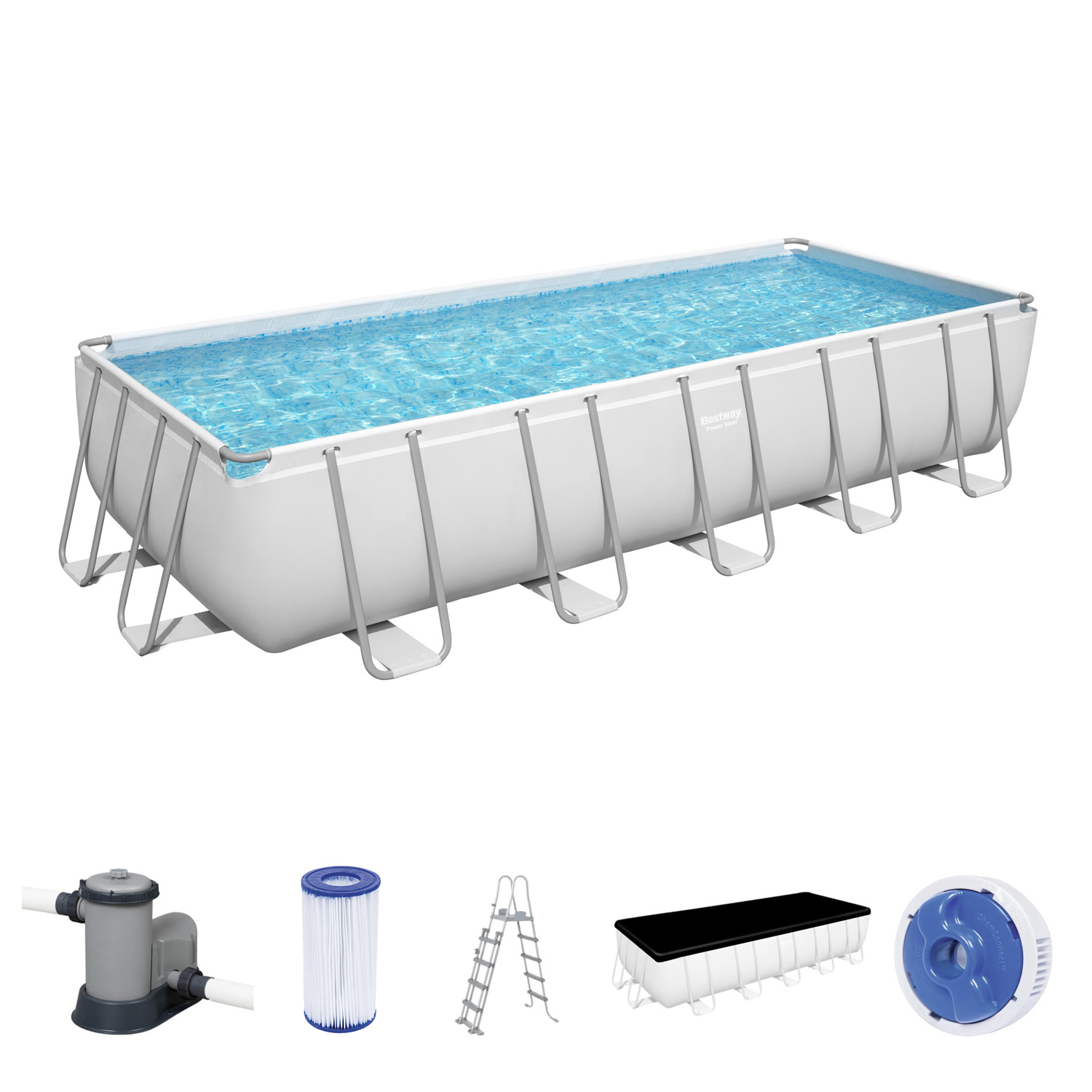 Frame Swimming Pool Set "Power Steel Eckig" Inkl. Zubehör