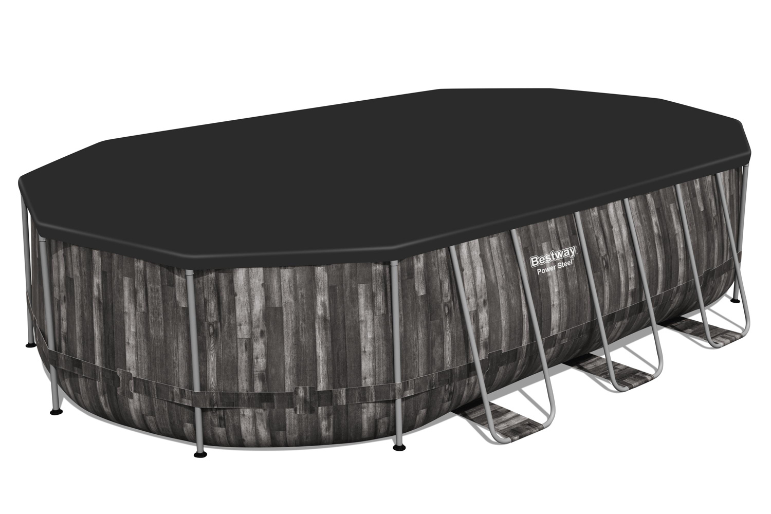 Frame Swimming Pool Set "Power Steel™" Komplett-Set, oval, Abdeckplane