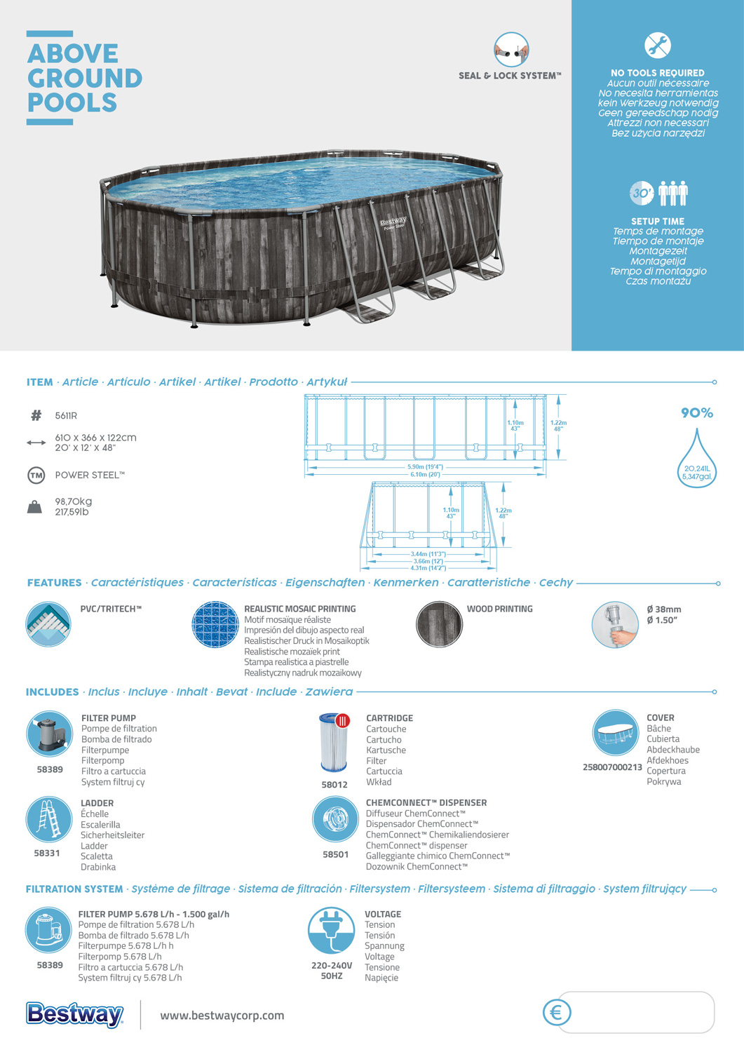 Frame Swimming Pool Set "Power Steel™" Übersicht
