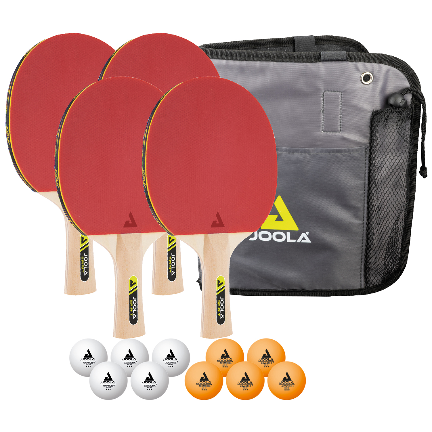 Tischtennis Schlägerset "Family" mit 4 Schlägern und 10 Bällen