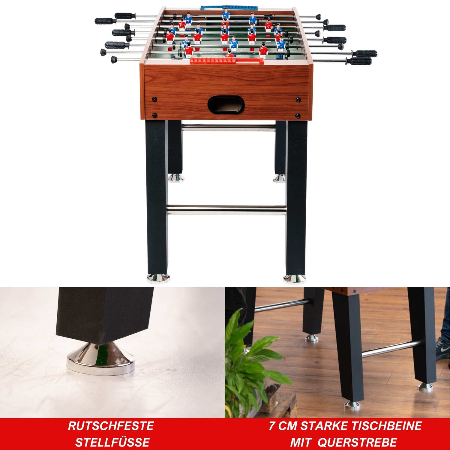 stabiler Stand dank robuster Tischbeine und Stellfüße