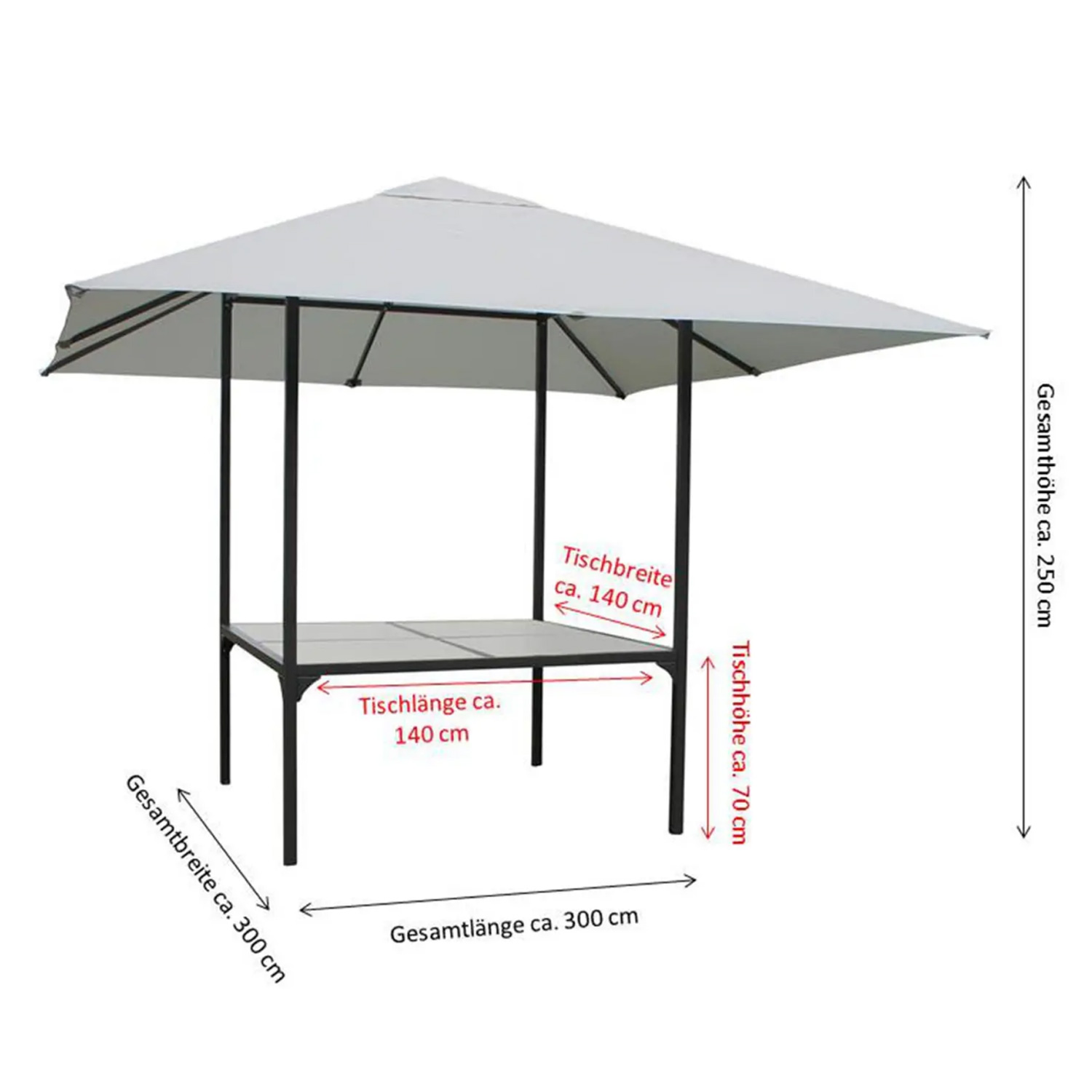 Dining Pavillon + Esstisch und Gartenzelt (3 x 3 m)