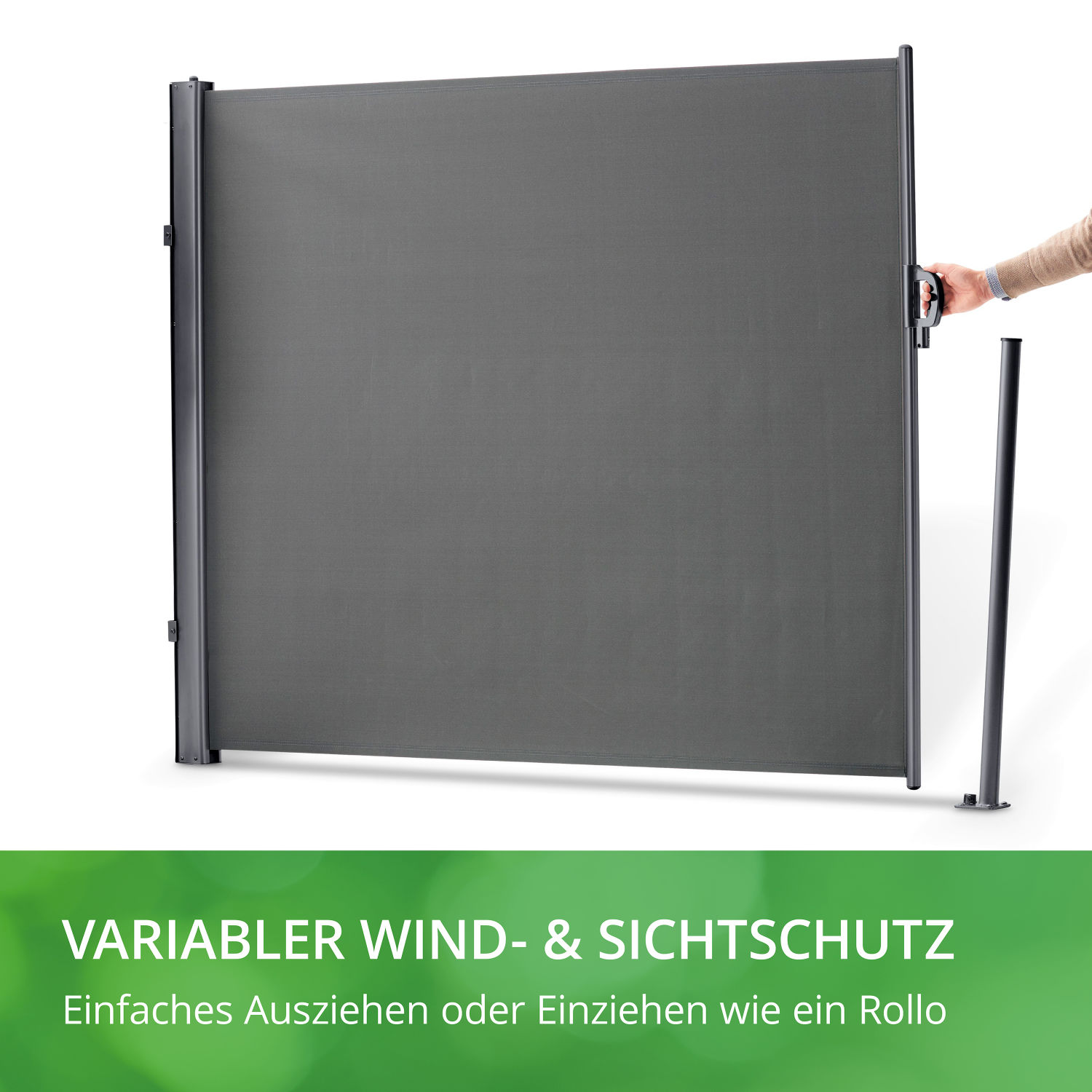Seitenmarkise anthrazit, variabler Wind-& Sichtschutz