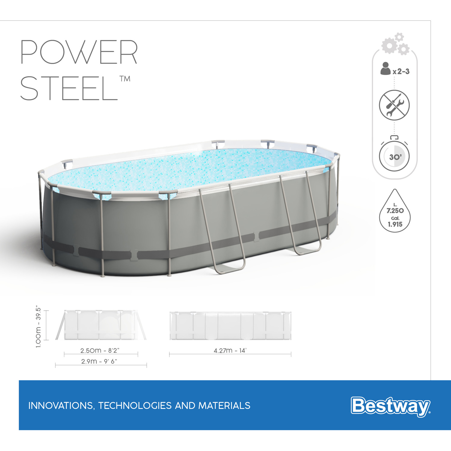 Frame Swimming Pool Set "Power Steel" Komplett-Set Material