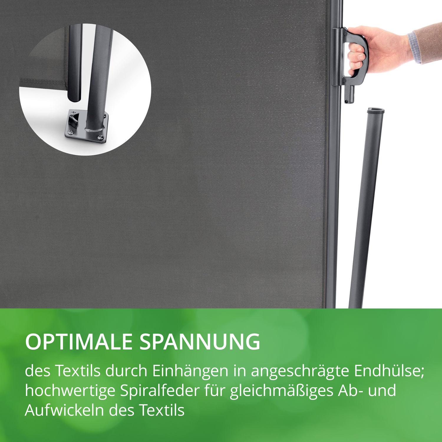 Seitenmarkise anthrazit, optimale Spannung