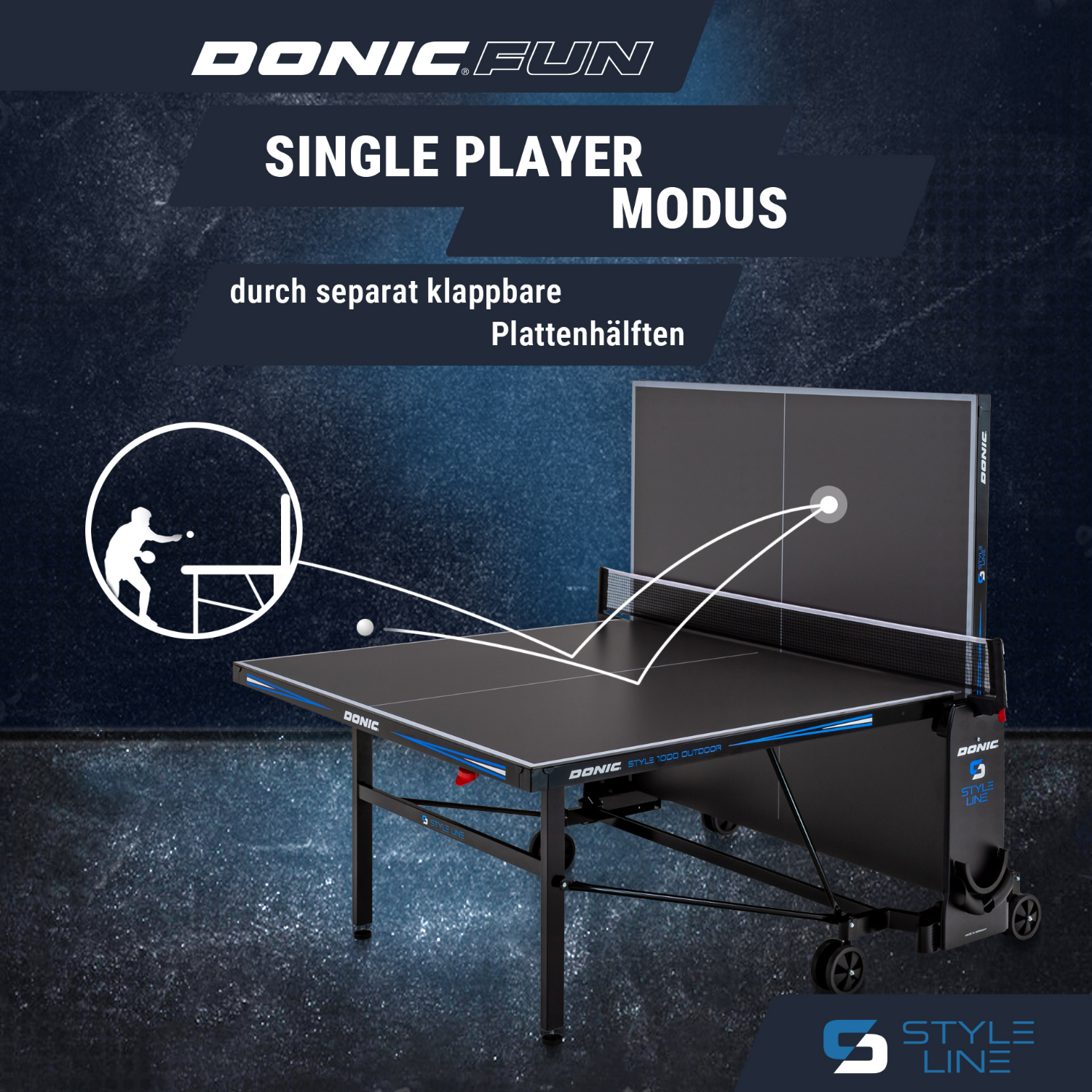 Outdoor-Tischtennisplatte "Style 1000" Single Player Modus