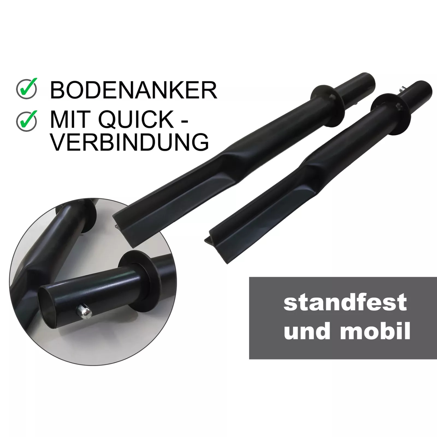 Einfaches Stecksystem mit Bodenankern zur Befestigung