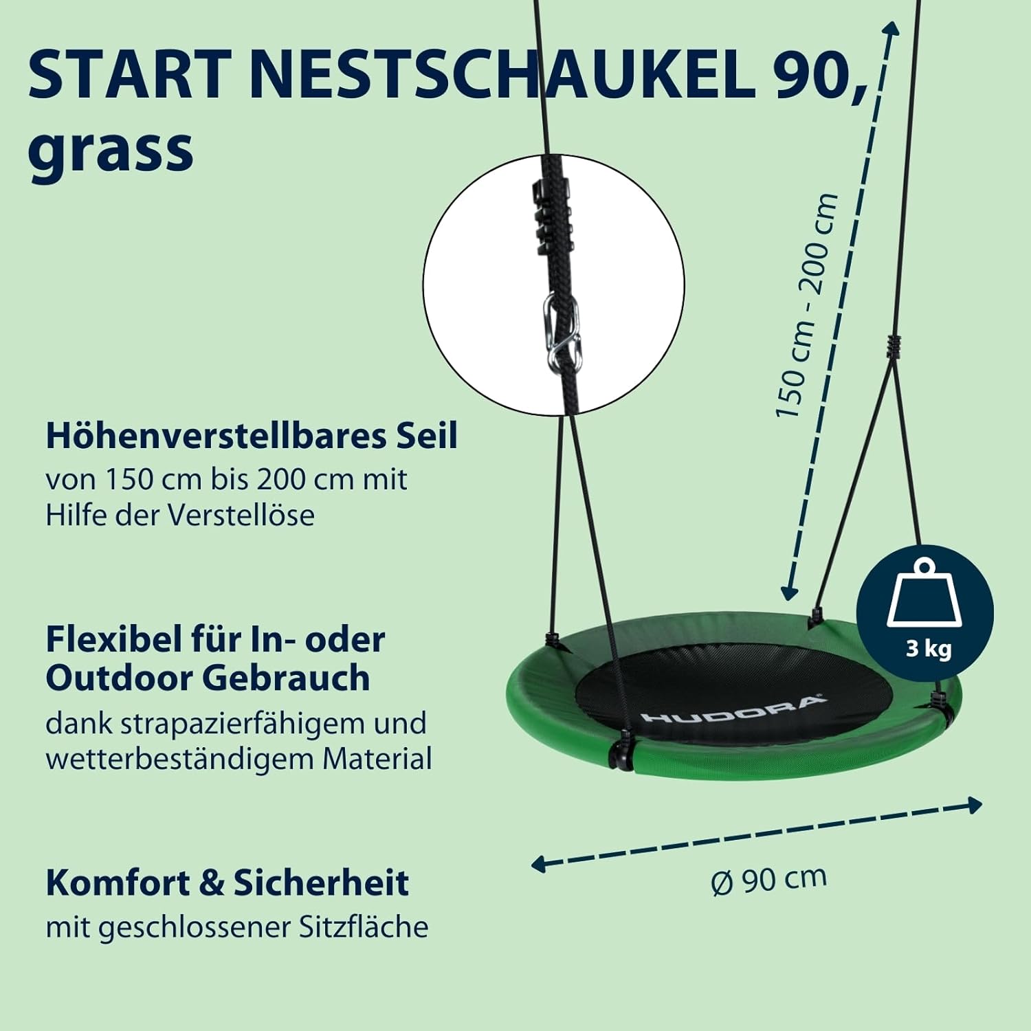 HUDORA Nestschaukel  "Start 90" - höhenverstallbares Seil