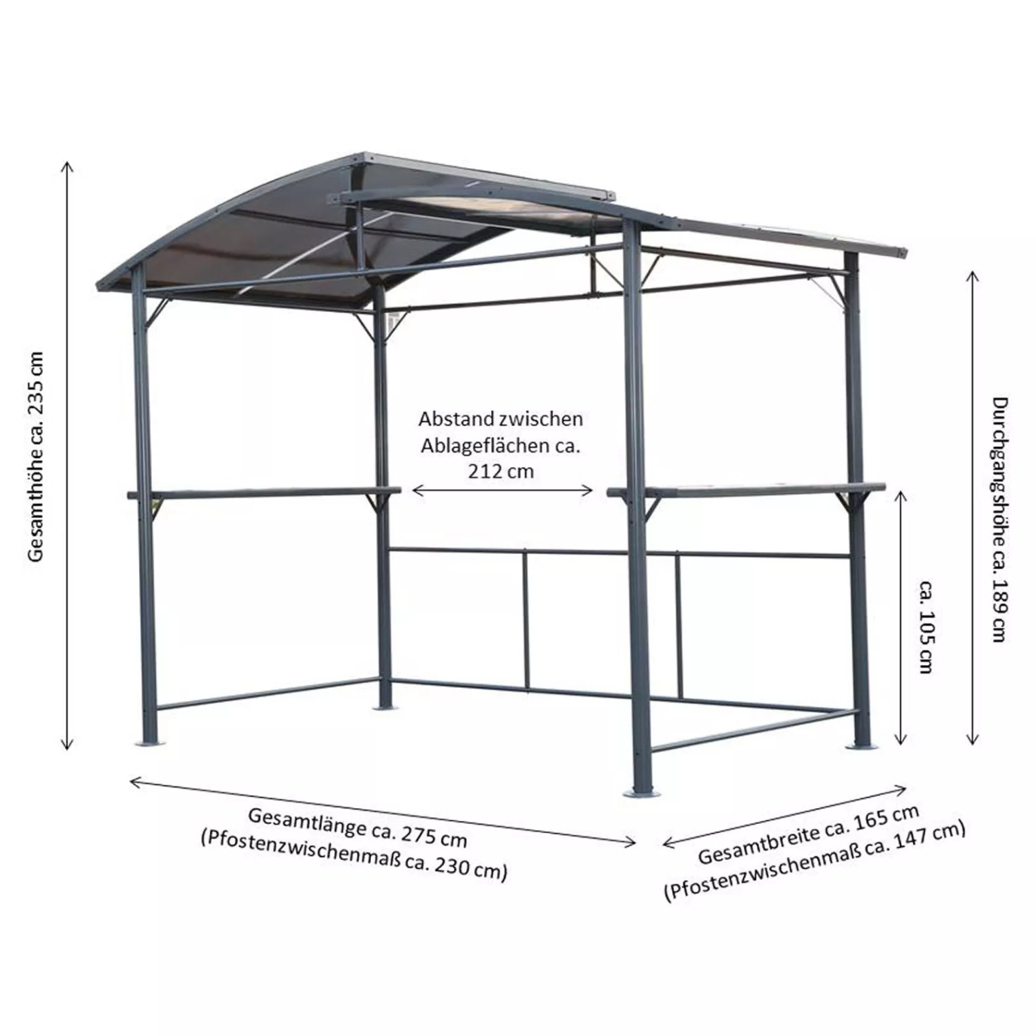 Profi-Grillpavillon XXL, Maße