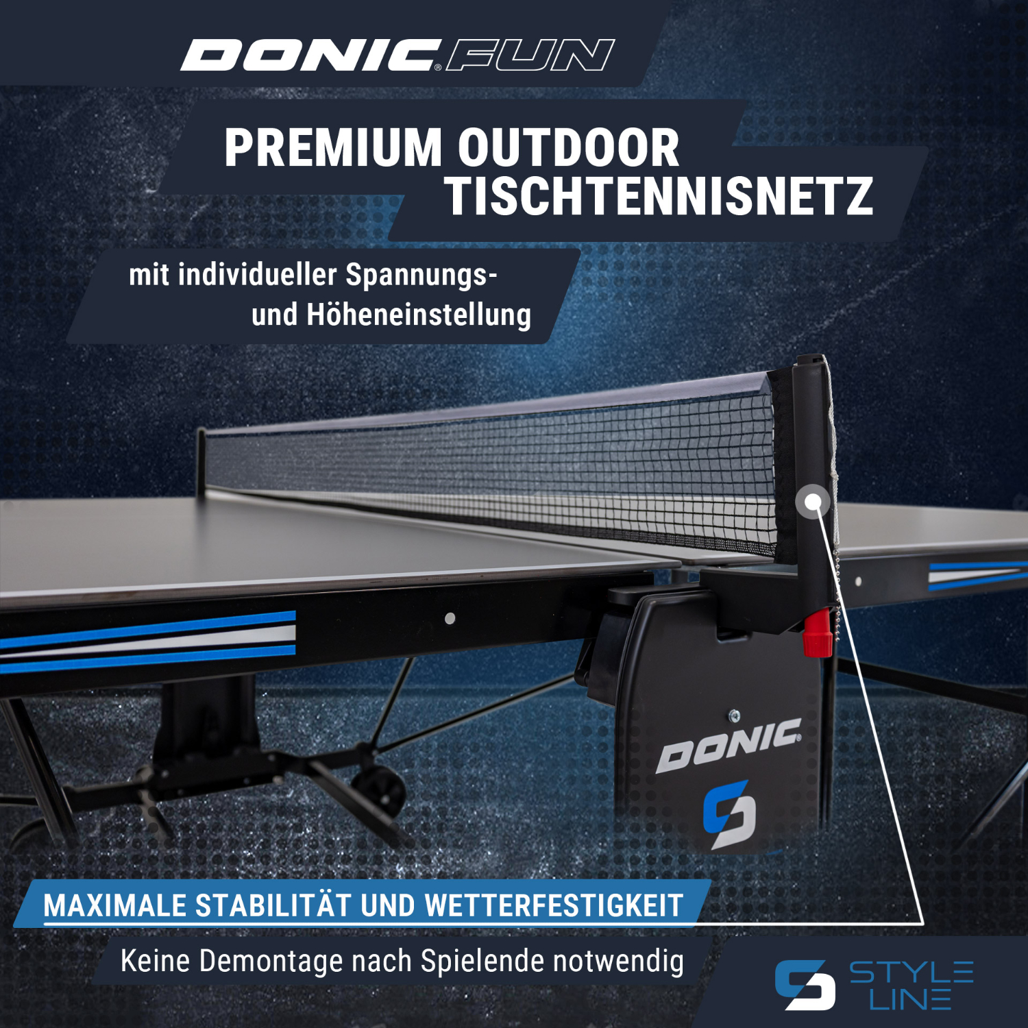 Outdoor-Tischtennisplatte "Style 1000" Premium Netz