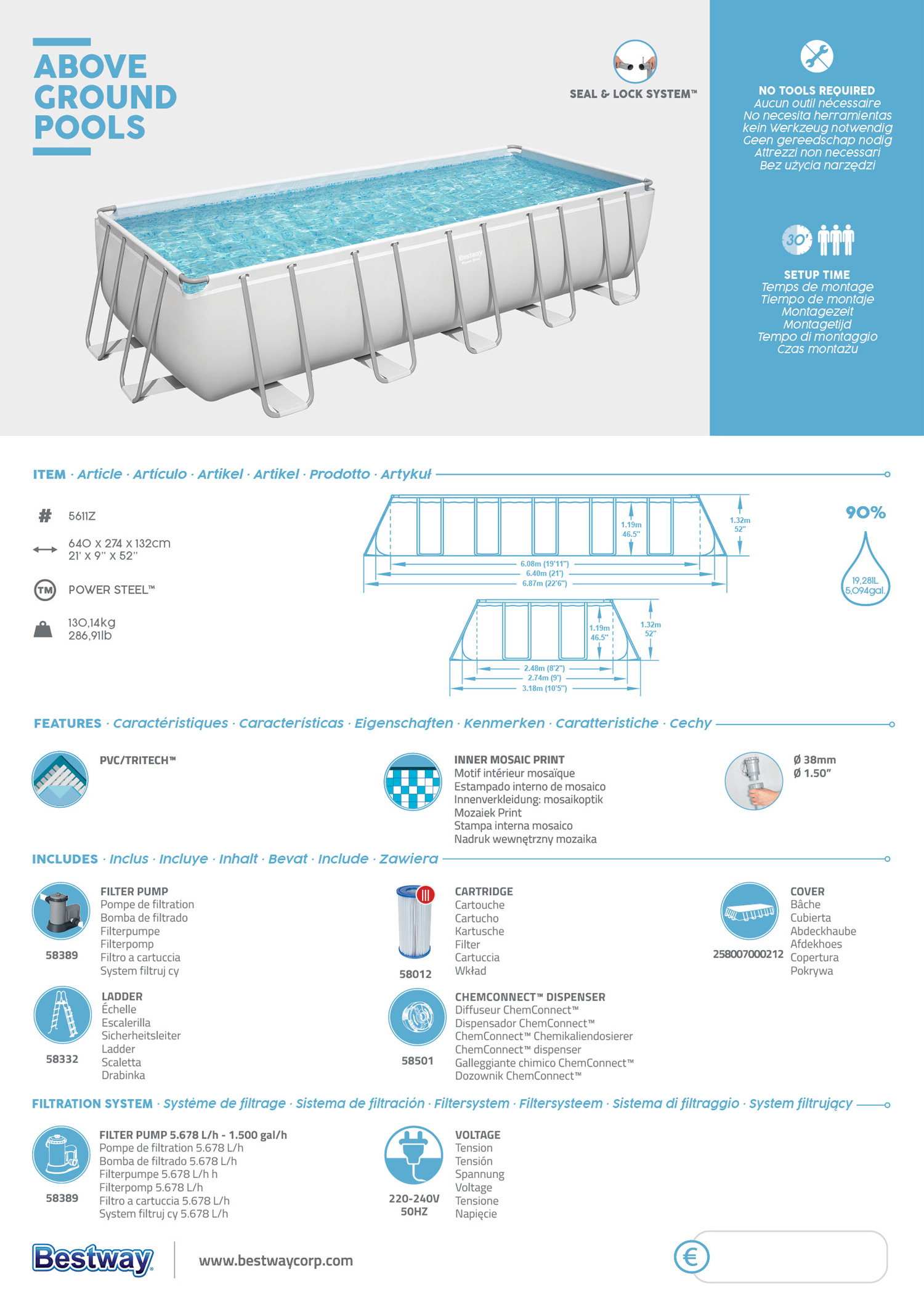 Frame Swimming Pool Set "Power Steel Eckig" Eigenschaften