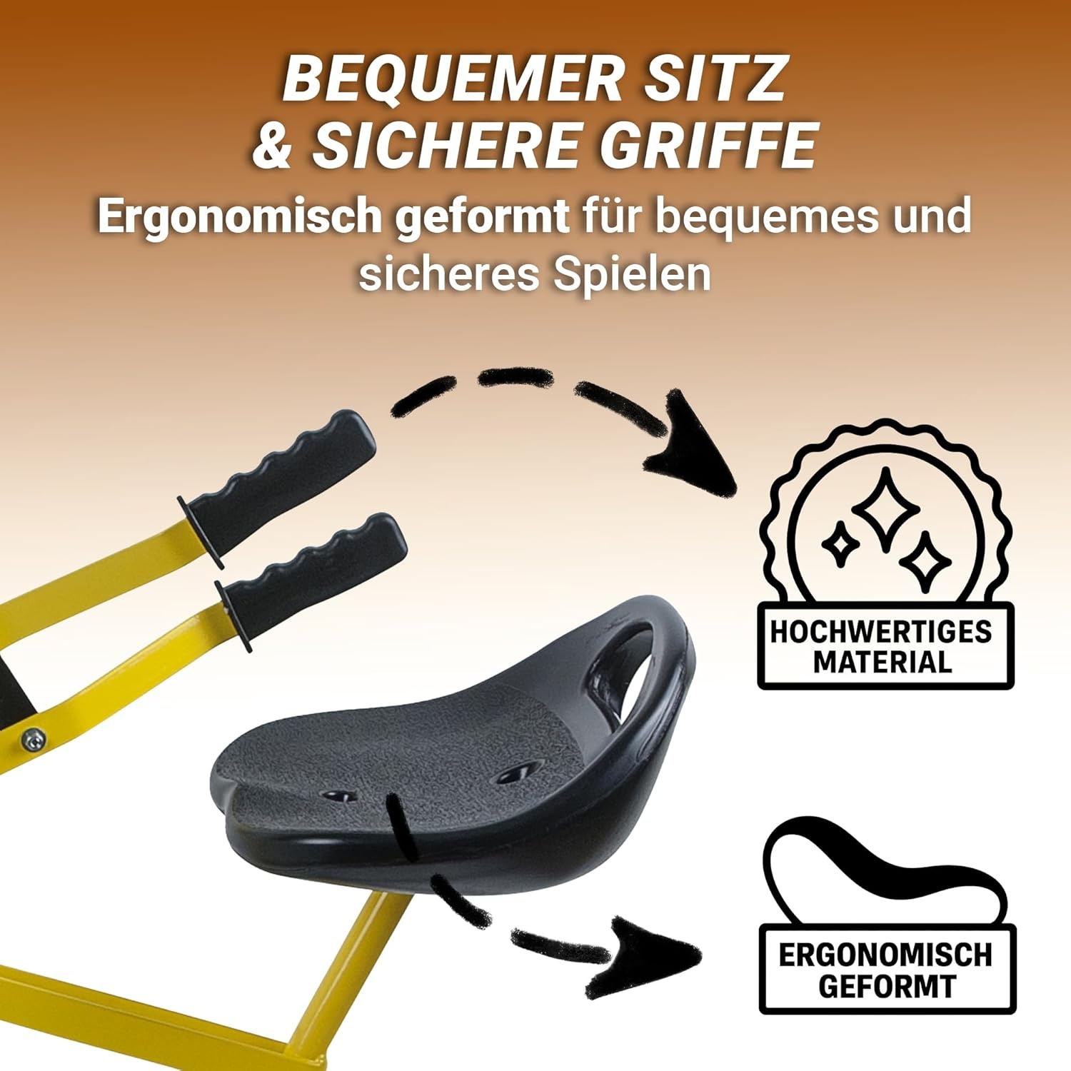 Ergonomisch konstruierter Sitz und Griffe