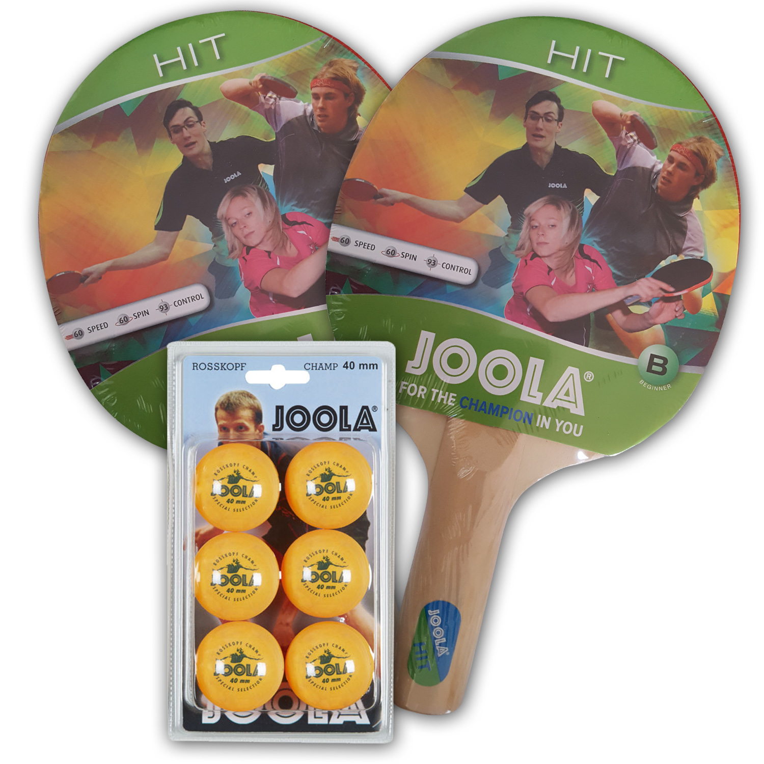 Tischtennis Schlägerset "HIT" inkl. 2 Schlägern und 6 Bällen