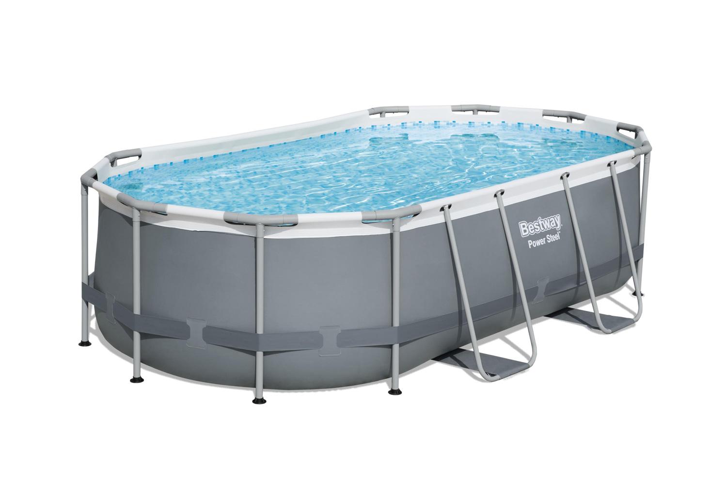 Frame Swimming Pool Set "Power Steel" Komplett-Set, oval mit Filterpumpe & Sicherheitsleiter