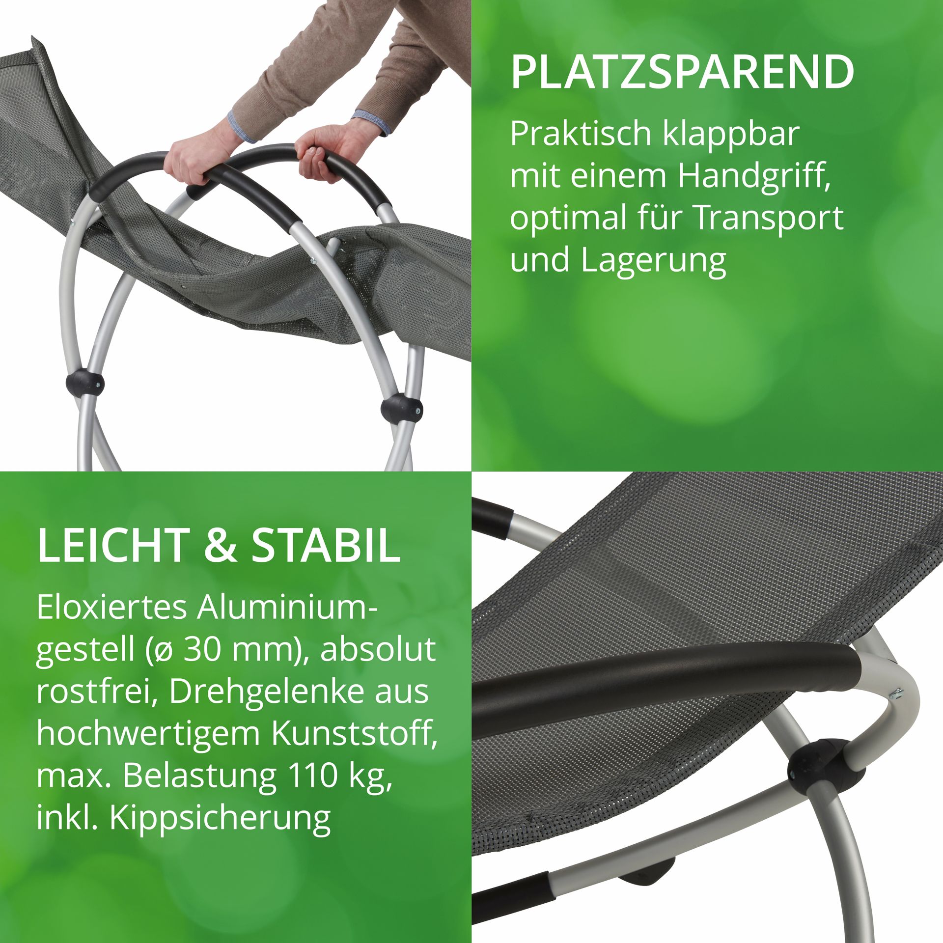 Alu-Schaukelstuhl anthrazit, leicht & stabil