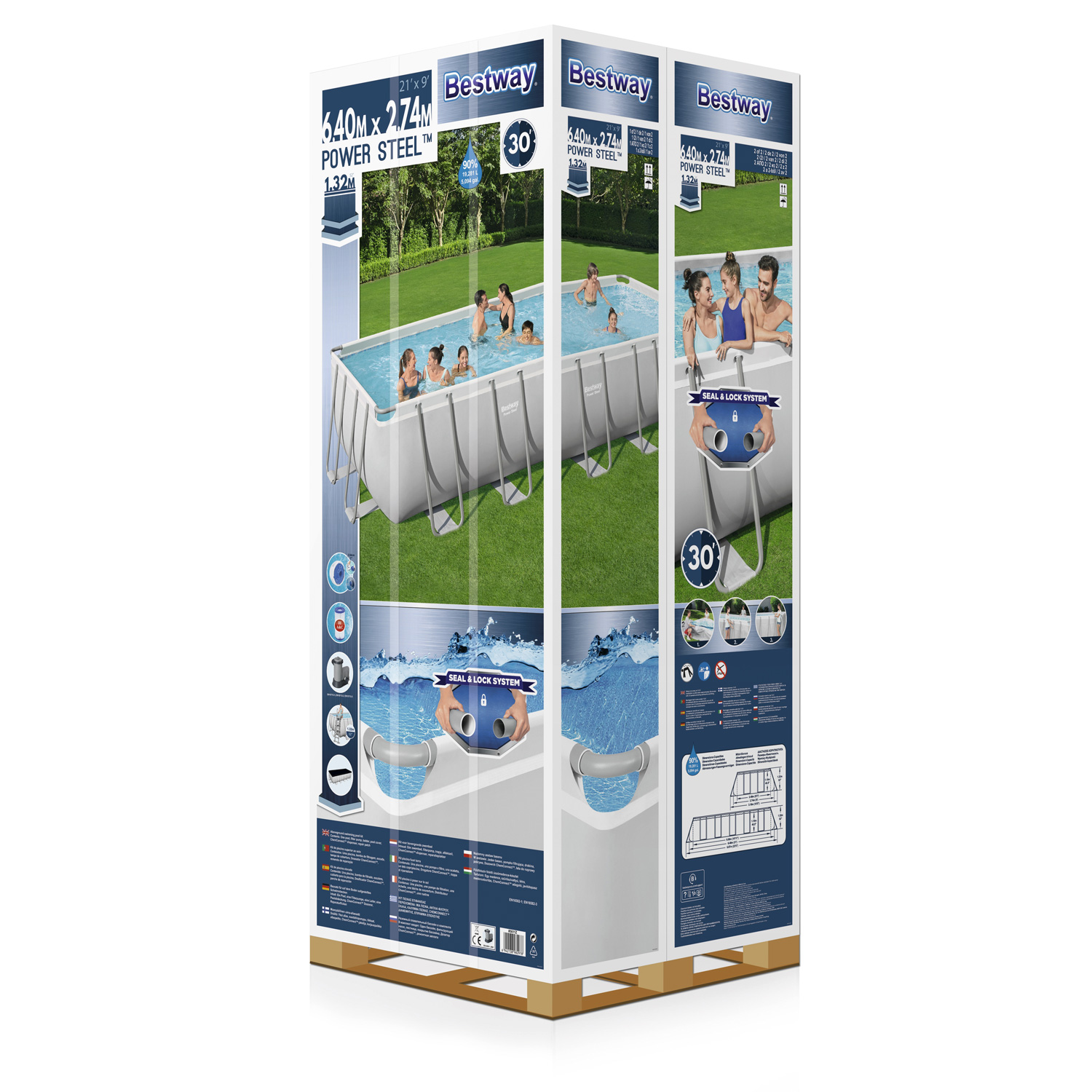 Frame Swimming Pool Set "Power Steel Eckig" Verpackung