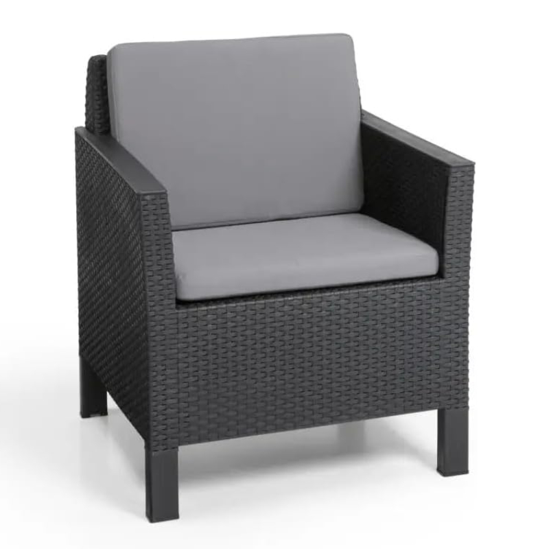Inklusive Polsterauflagen in cool grey
