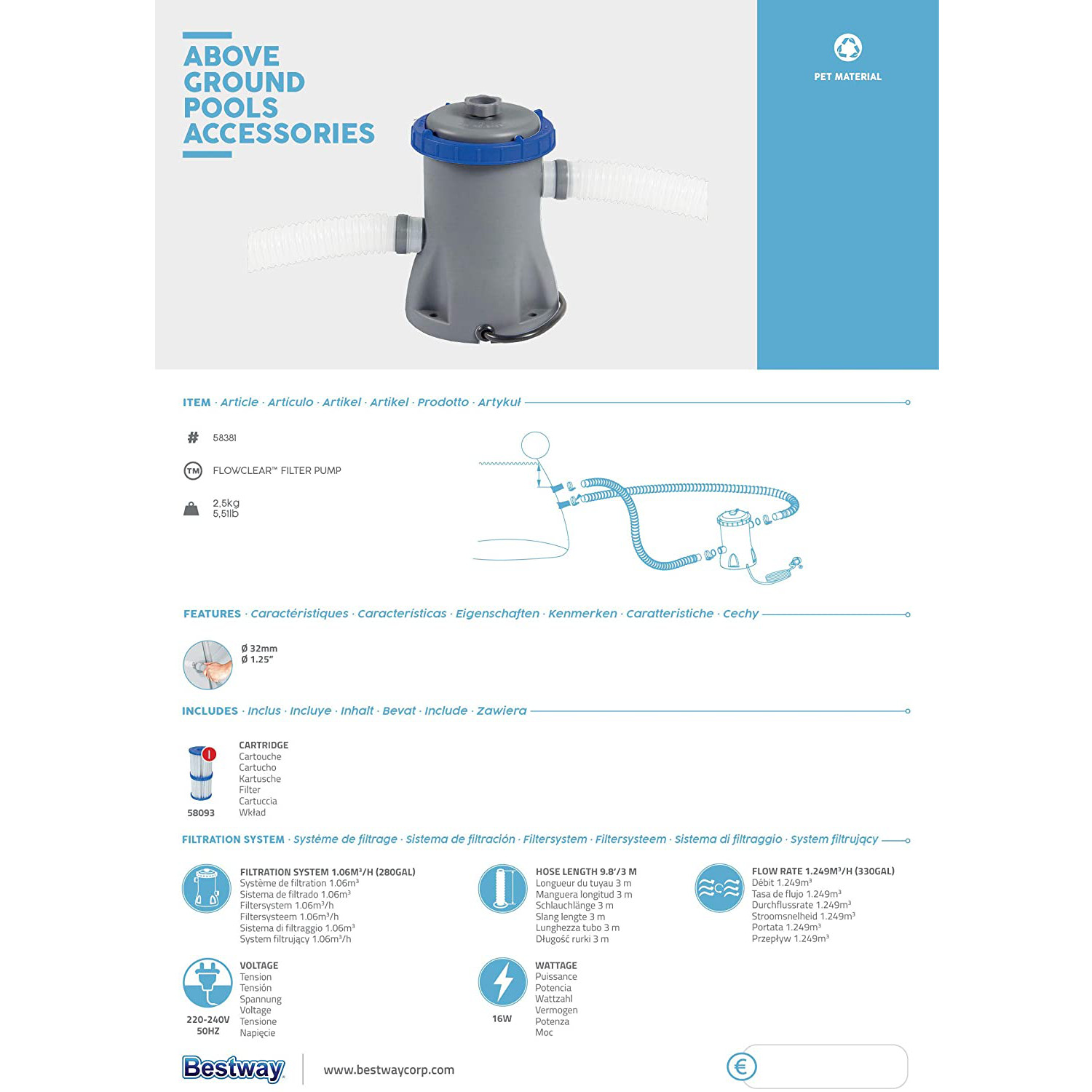 Bestway Filterpumpe - Datenblatt