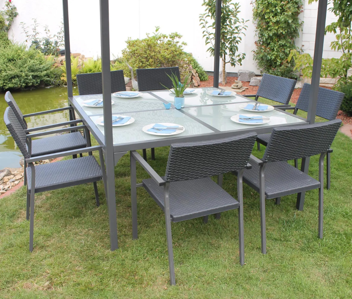 Dining Pavillon + Esstisch und Gartenzelt (3 x 3 m) (Lieferung erfolgt ohne Stühle)